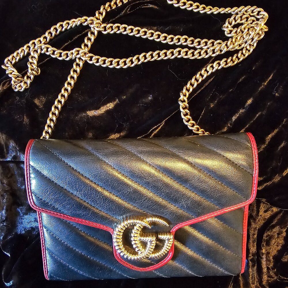 Gucci Black And Red Marmont Bag